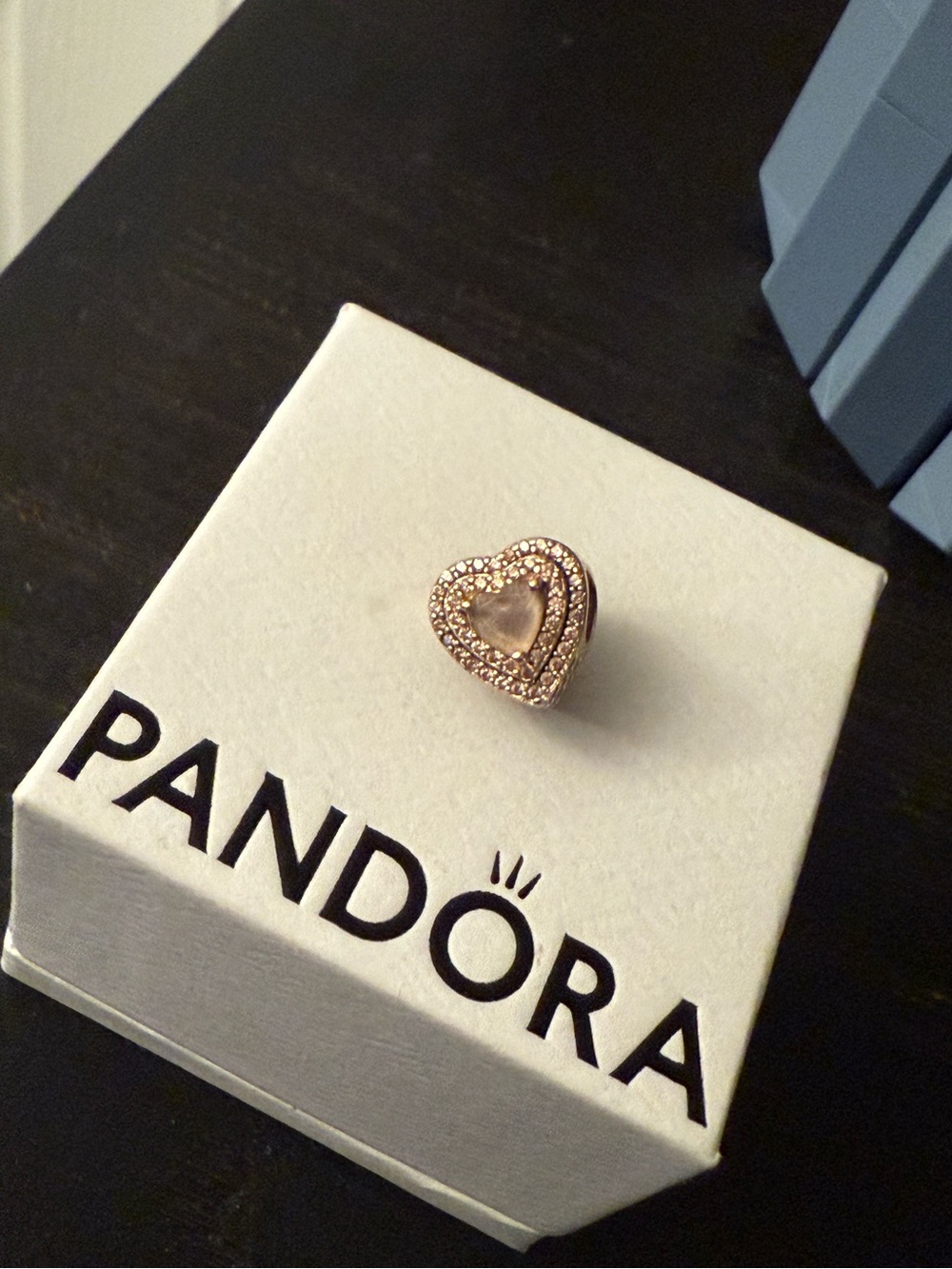 Pandora Rose Gold Heart Charm with Pink Center Stone - Picture 2 of 2